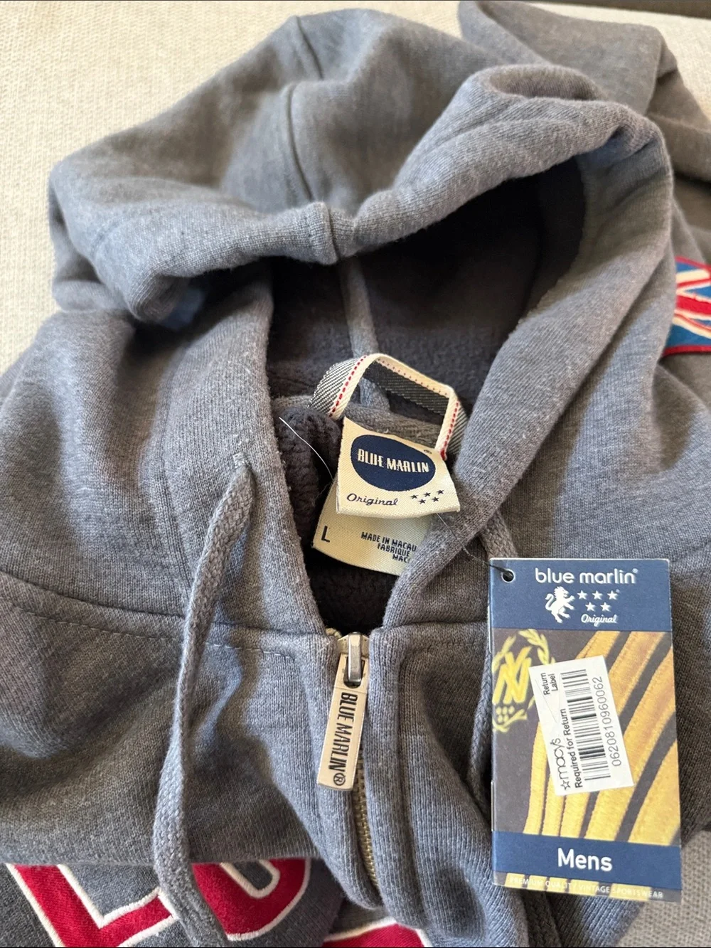 Gray Zip Hoodie with Red 